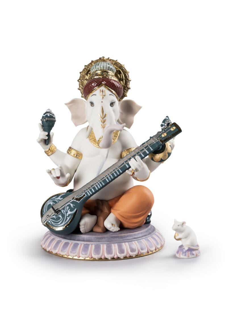 Veena Ganesha Figurine. Limited Edition in Lladró