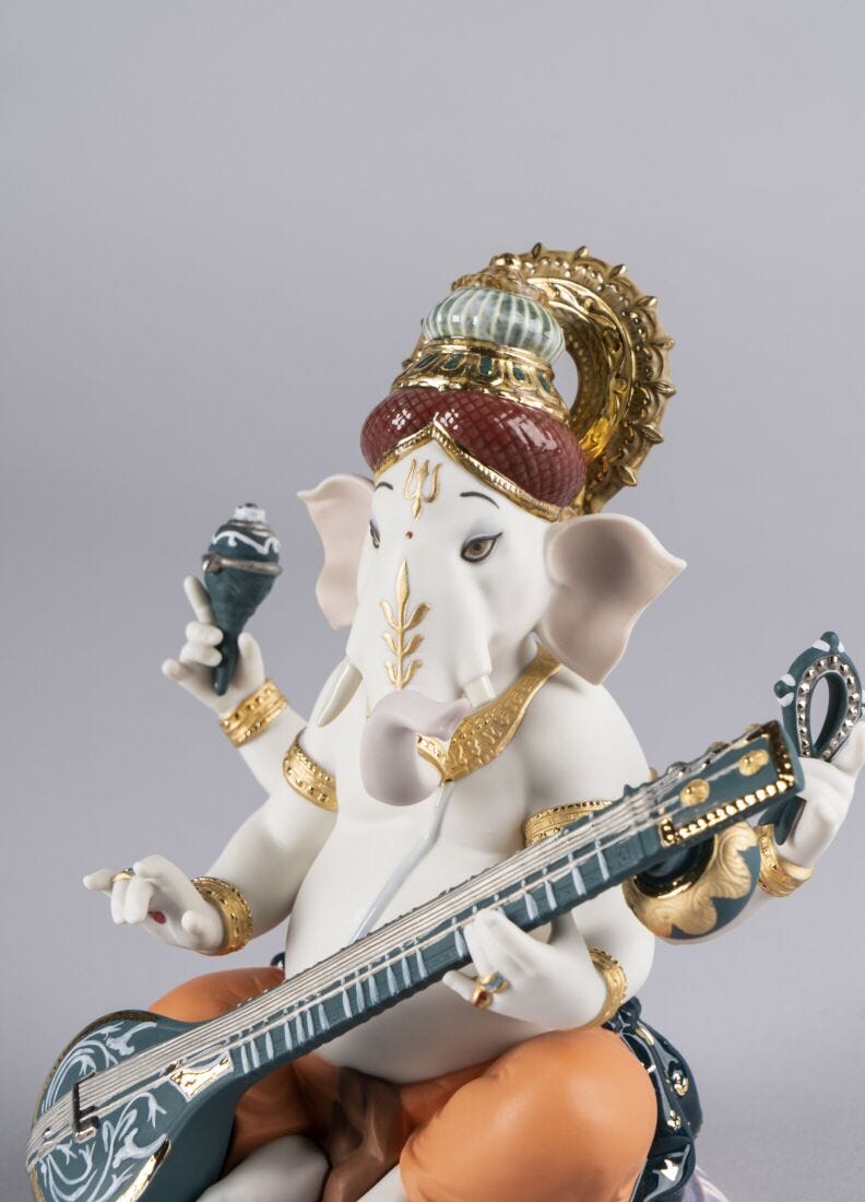Veena Ganesha Figurine. Limited Edition in Lladró