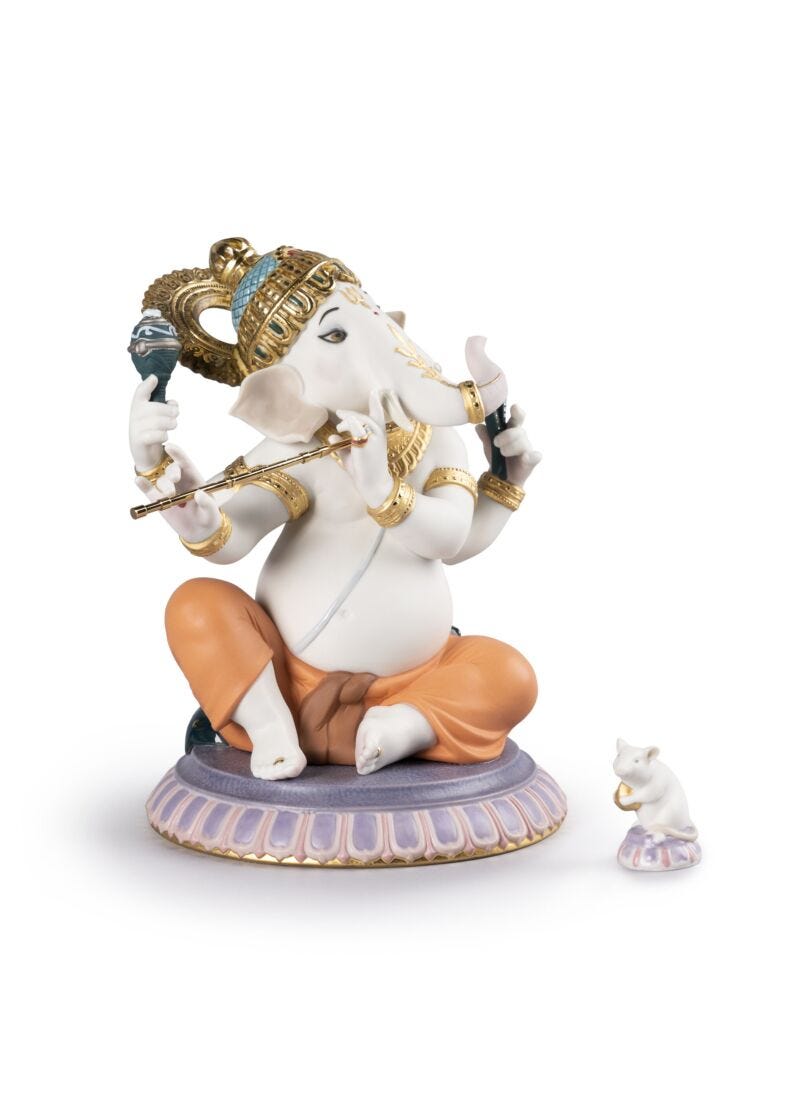 Bansuri Ganesha Figurine. Limited Edition in Lladró