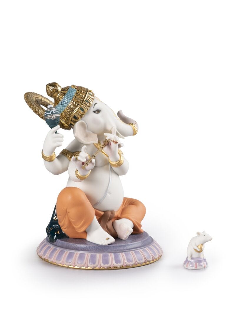 Figurina Ganesha con bansuri. Edizione limitata in Lladró