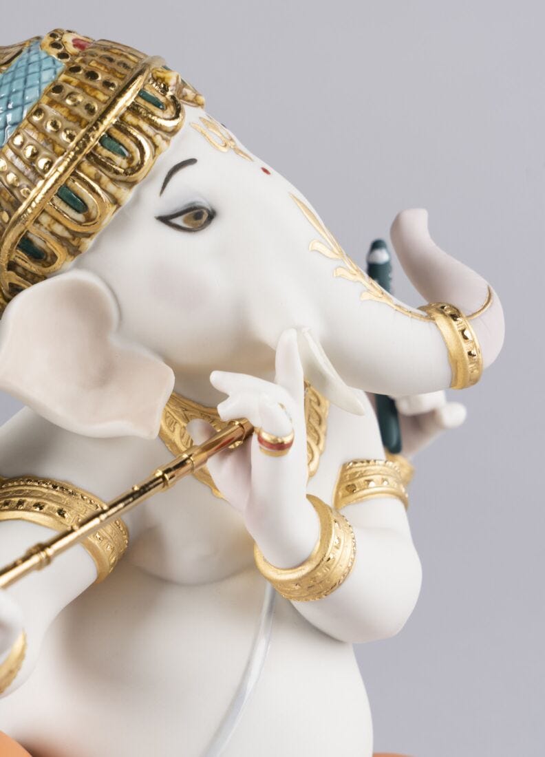 Bansuri Ganesha Figurine. Limited Edition in Lladró