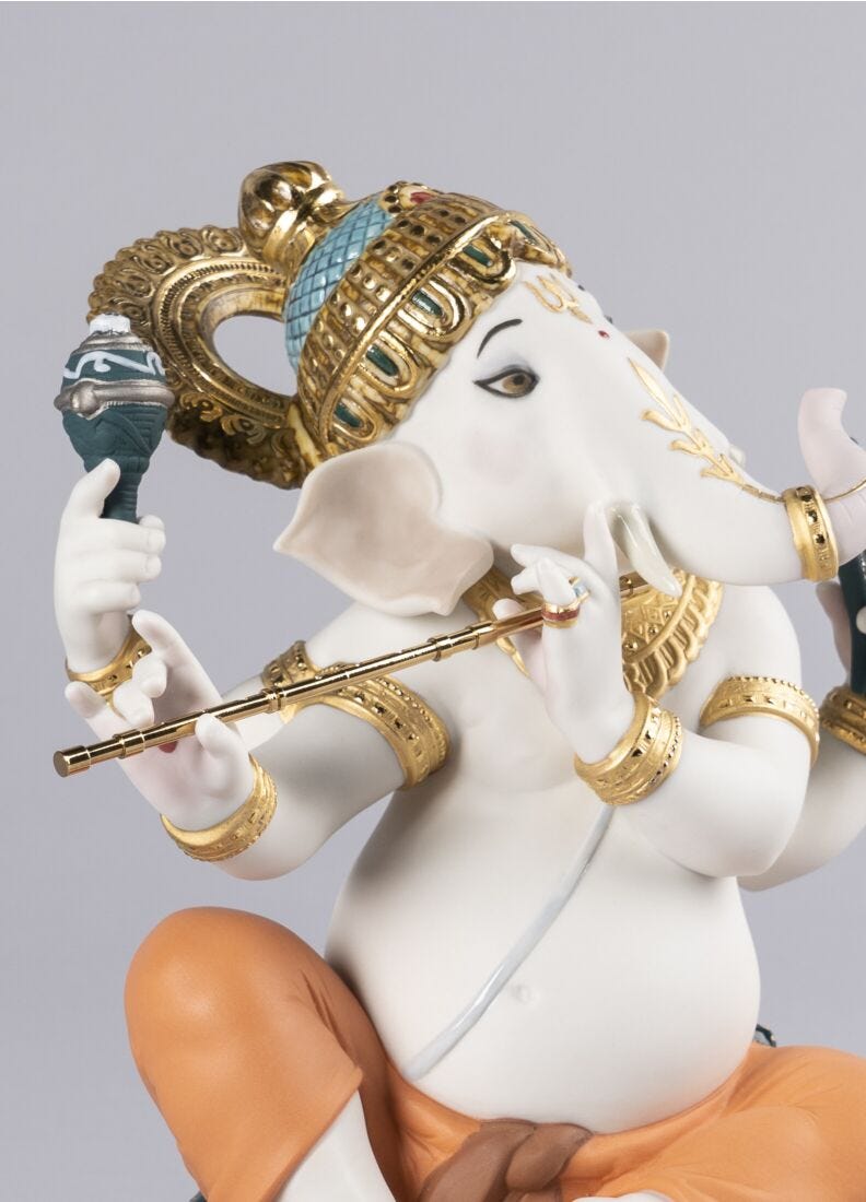 Bansuri Ganesha Figurine. Limited Edition in Lladró