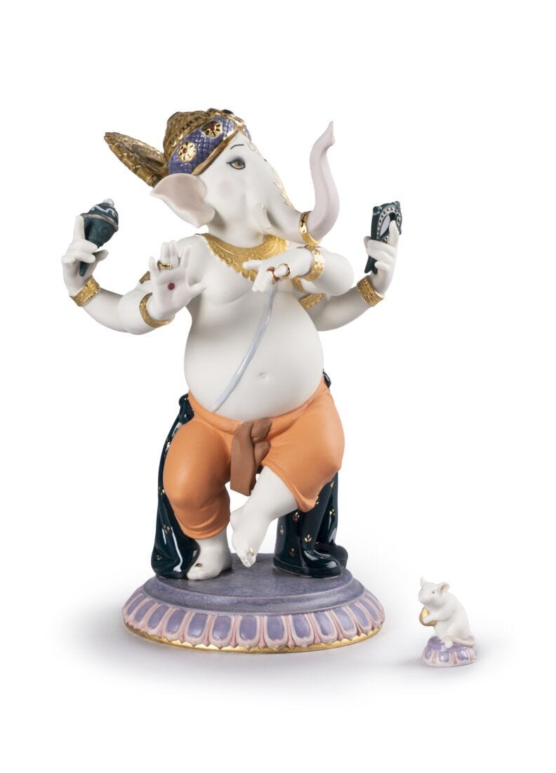 Dancing Ganesha Figurine. Limited Edition in Lladró