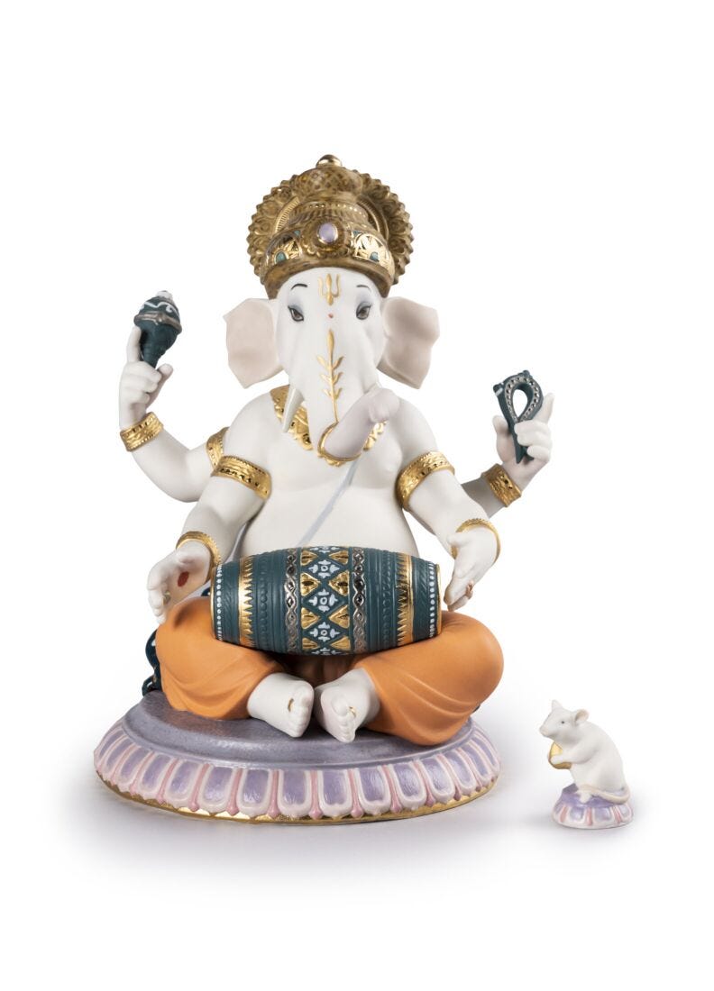 Figura Ganesha con mridangam. Serie limitada en Lladró