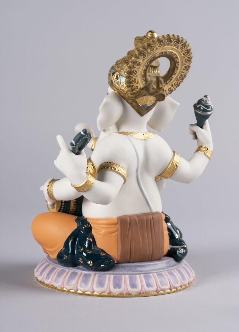 Mridangam Ganesha Figurine. Limited Edition in Lladró