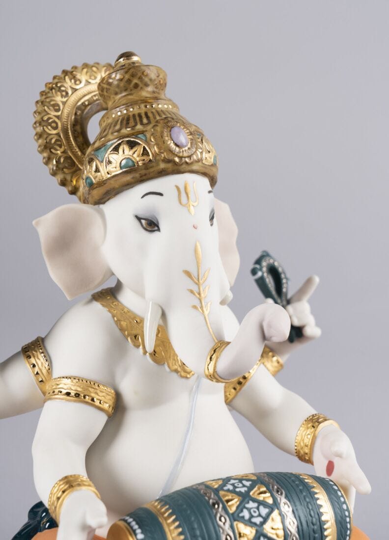 Figura Ganesha con mridangam. Serie limitada en Lladró