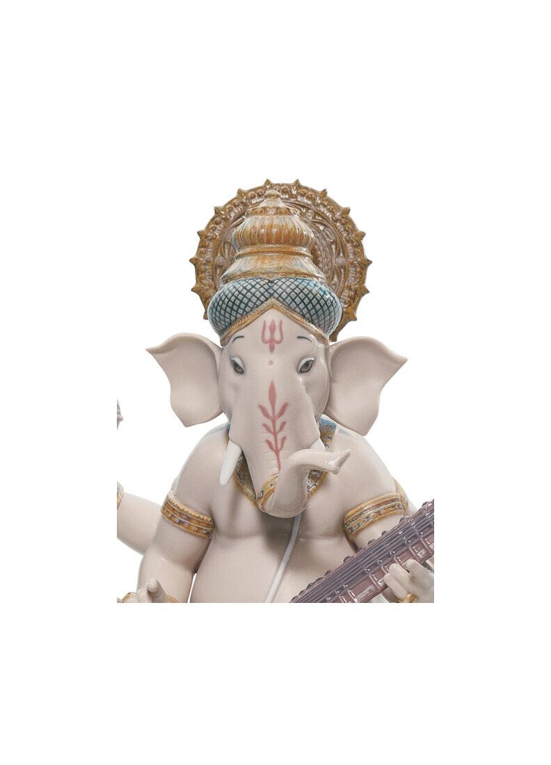 Veena Ganesha Figurine in Lladró