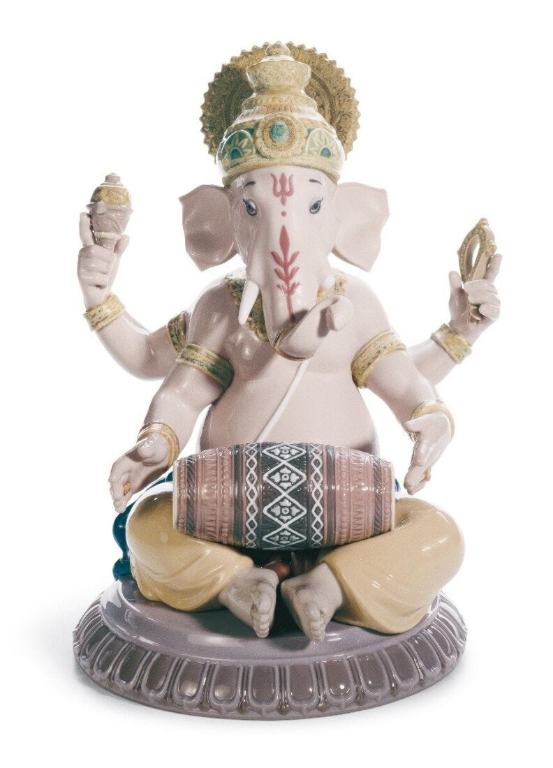 Mridangam Ganesha Figurine in Lladró