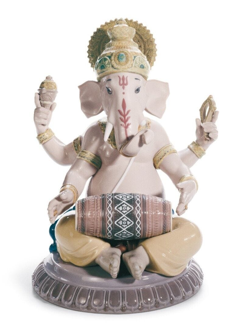 Figura Ganesha con mridangam en Lladró