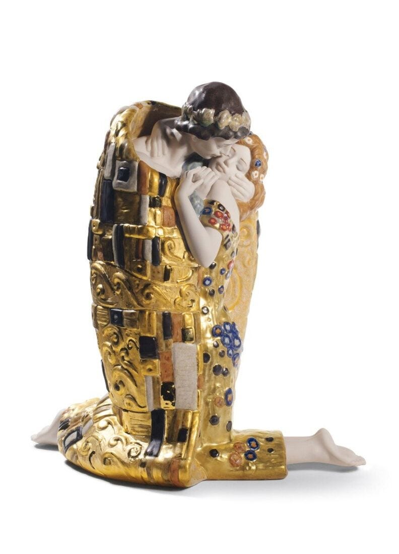 Scultura Coppia Il bacio di Klimt. Lustro oro - Lladro-Europe