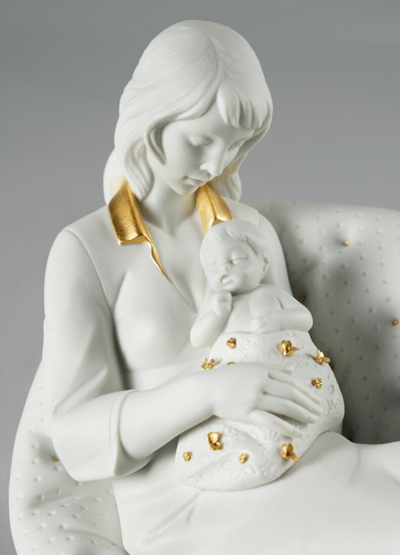 Feels Like Heaven Mother Figurine. Golden Lustre and White in Lladró