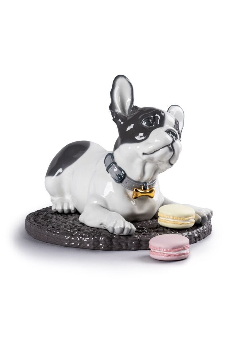 Figura perro Bulldog francés con macarons en Lladró