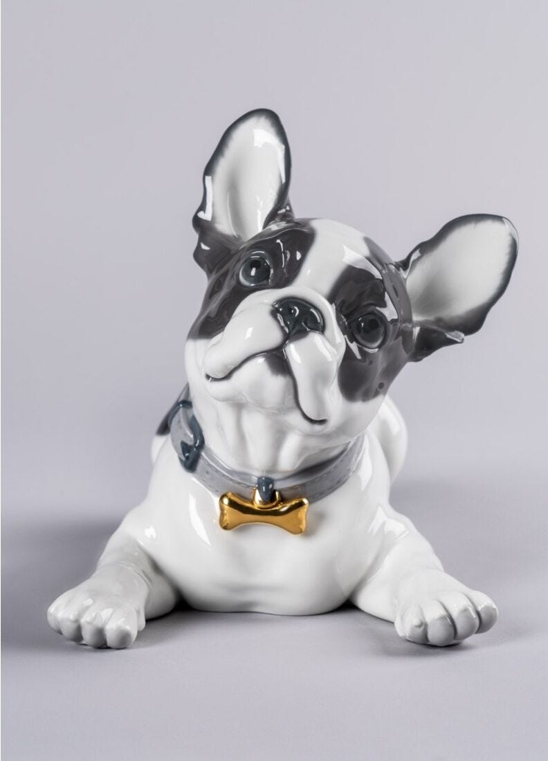 Figura perro Bulldog francés con macarons en Lladró