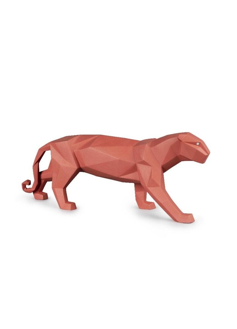 Panther Figurine. Coral matte in Lladró