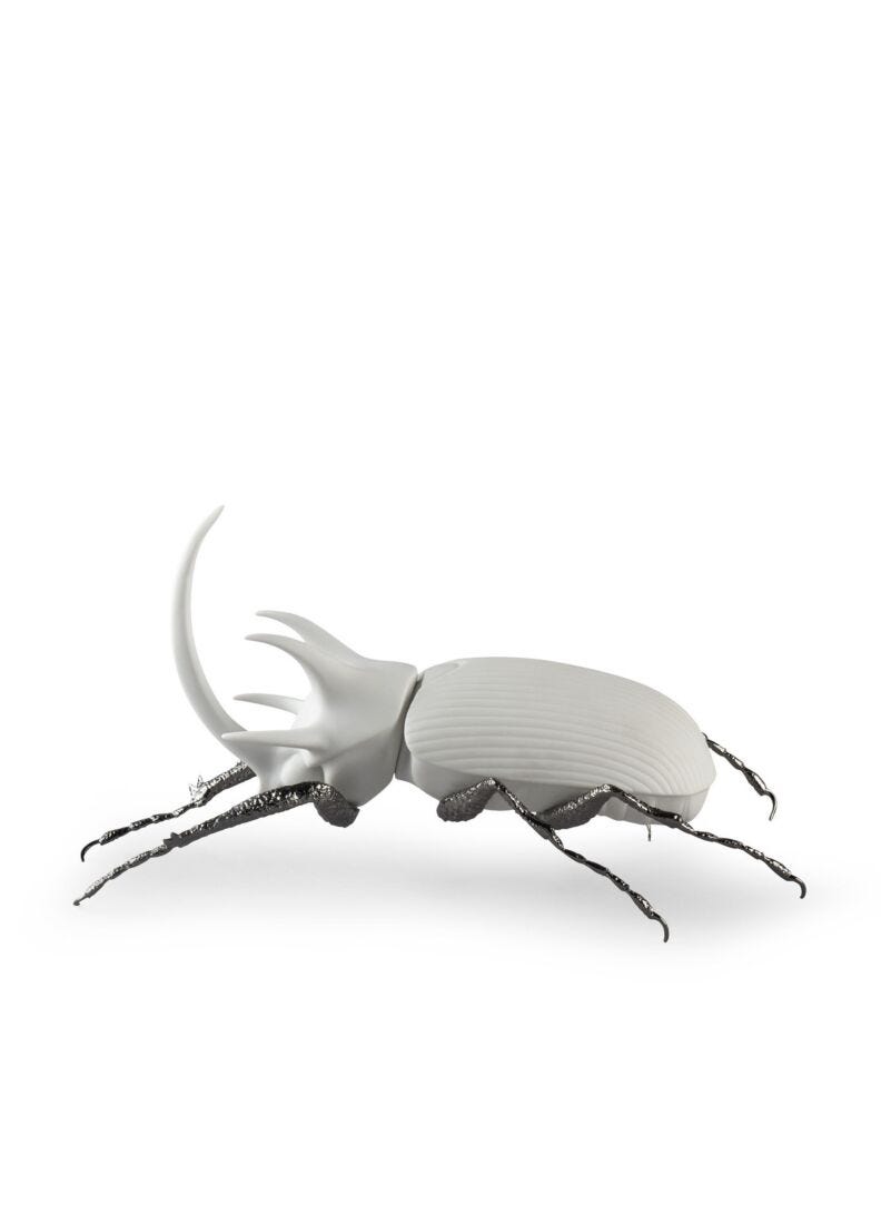 Rhinoceros Beetle Figurine. Matte White in Lladró