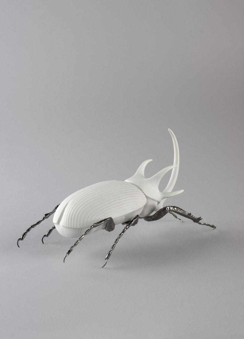 Rhinoceros Beetle Figurine. Matte White in Lladró