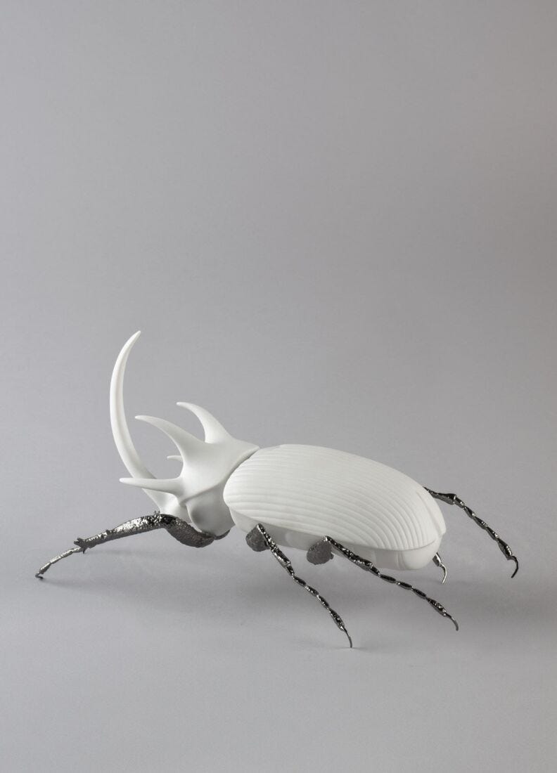 Rhinoceros Beetle Figurine. Matte White in Lladró