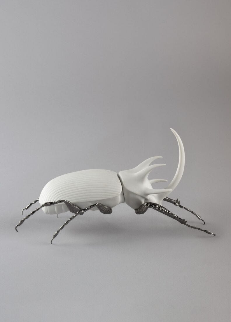 Rhinoceros Beetle Figurine. Matte White in Lladró