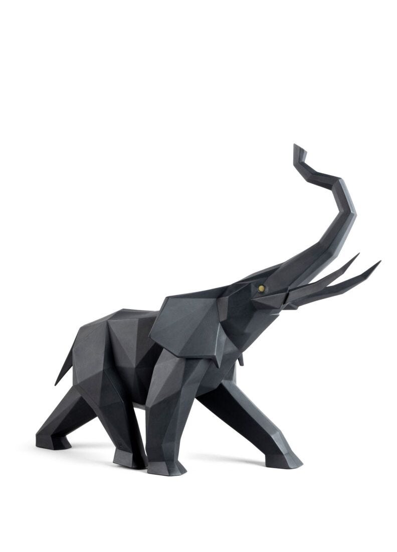 Elephant Sculpture. Black matte in Lladró