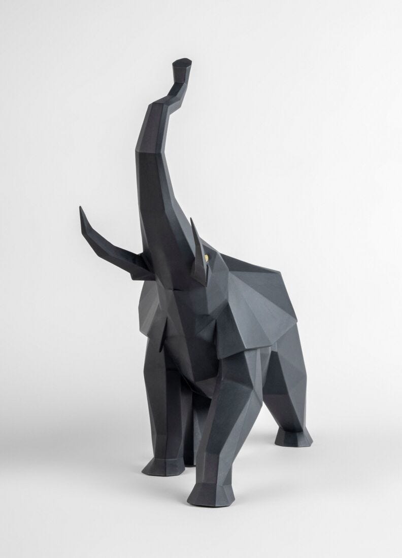 Scultura Elefante. Nero opaco in Lladró