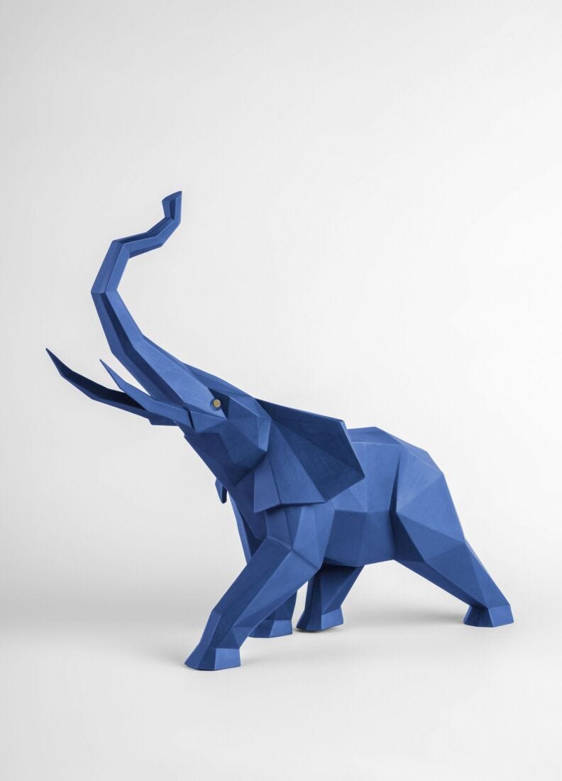 Elephant (blue) Sculpture in Lladró