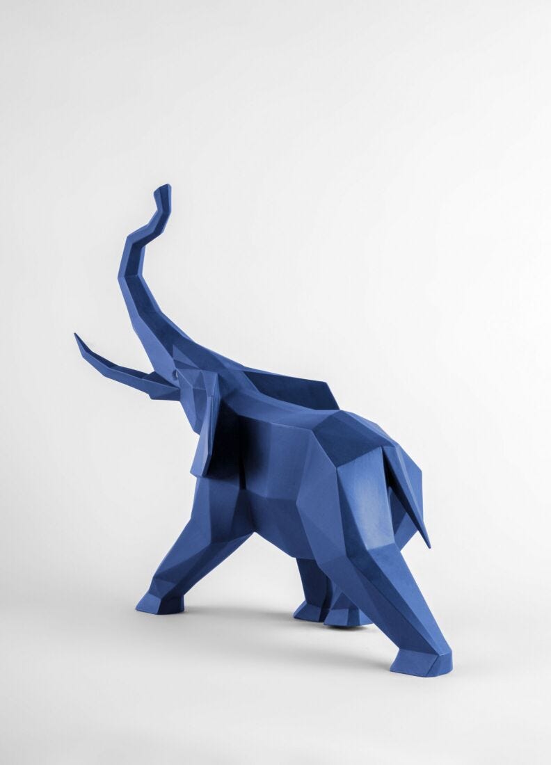 Elephant (blue) Sculpture in Lladró