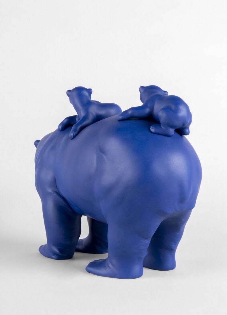 Mummy bear and babies (blue-gold) Sculpture. Limited Edition in Lladró