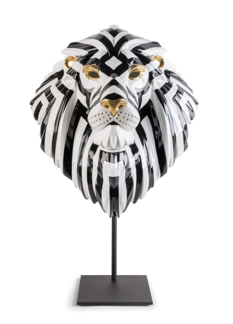 Lion mask. Black-gold | Lladró® USA