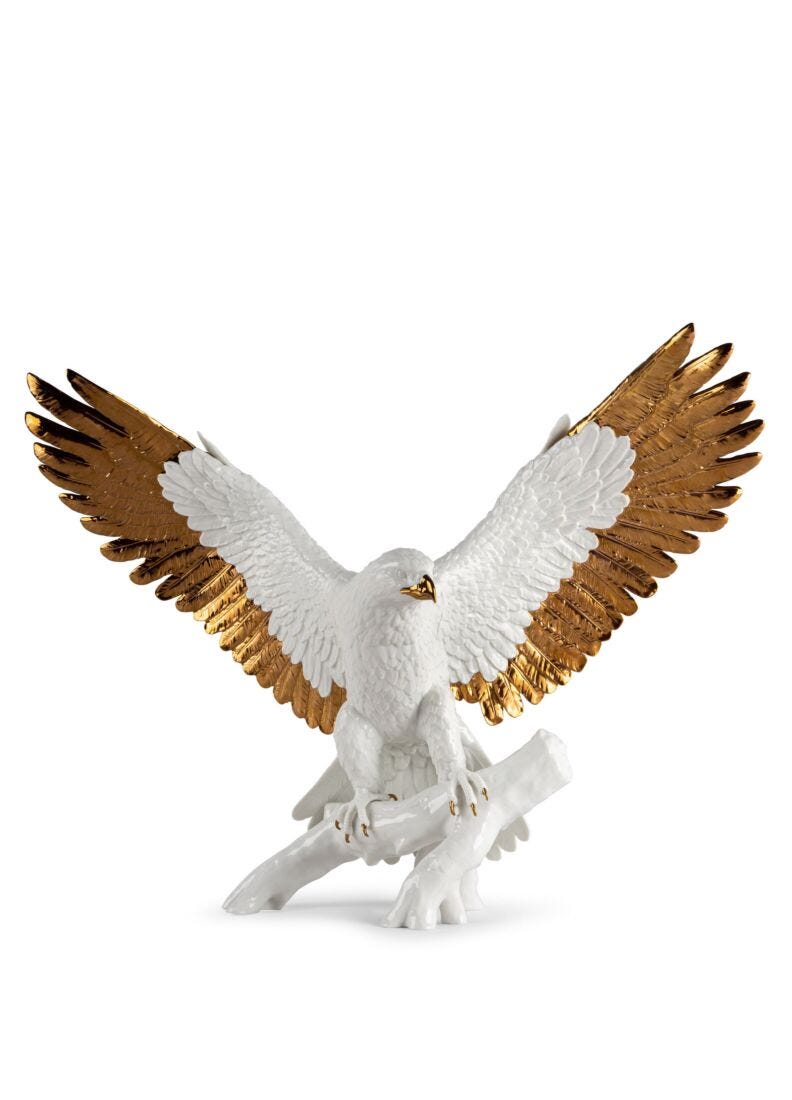 Freedom eagle Sculpture. White and copper in Lladró