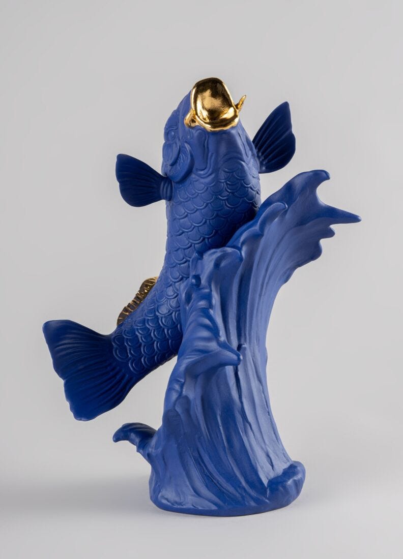 Koi Sculpture. Blue-Gold. Limited Edition in Lladró