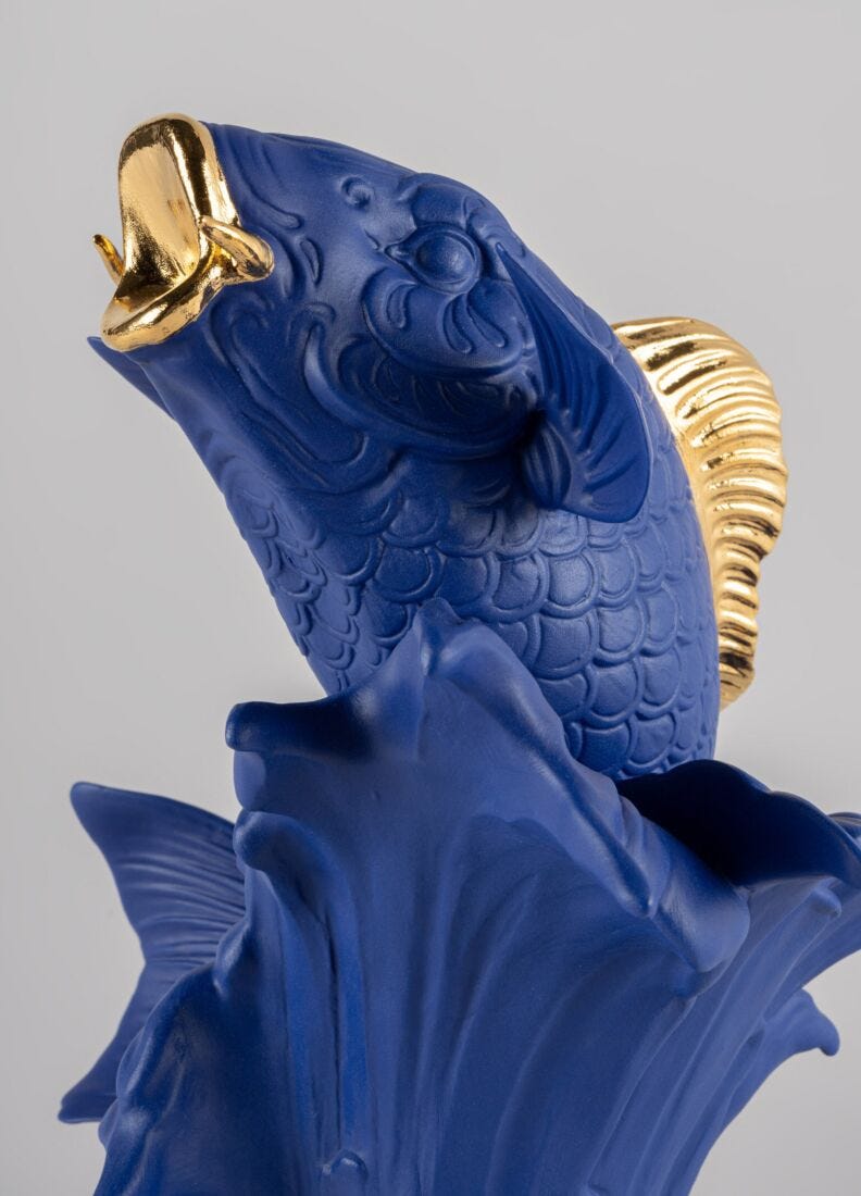 Koi Sculpture. Blue-Gold. Limited Edition in Lladró