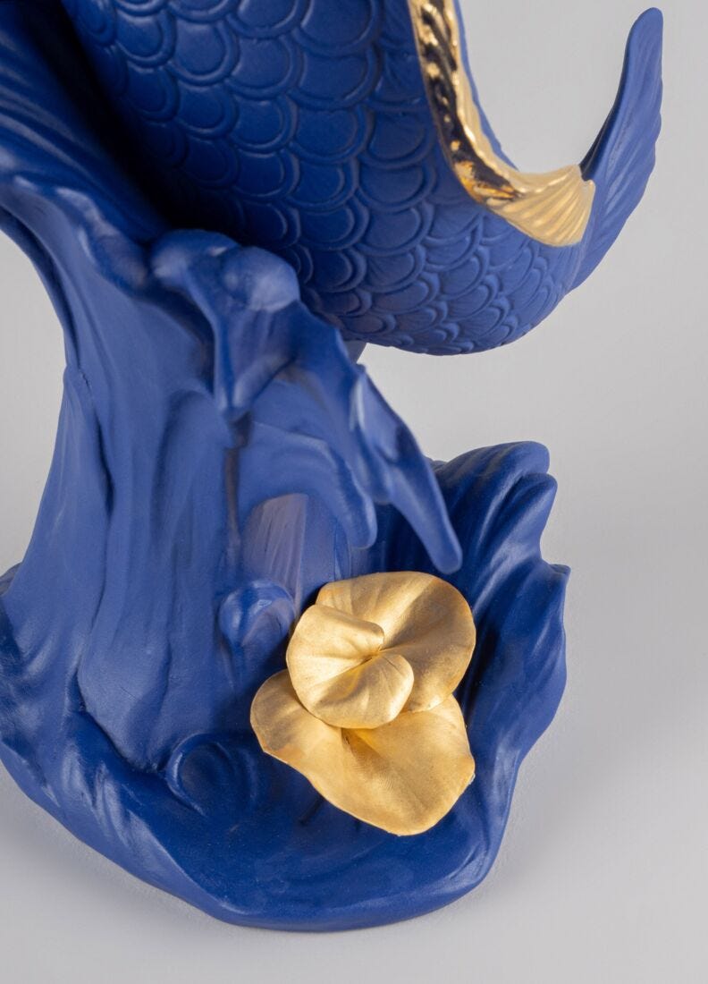 Koi Sculpture. Blue-Gold. Limited Edition in Lladró