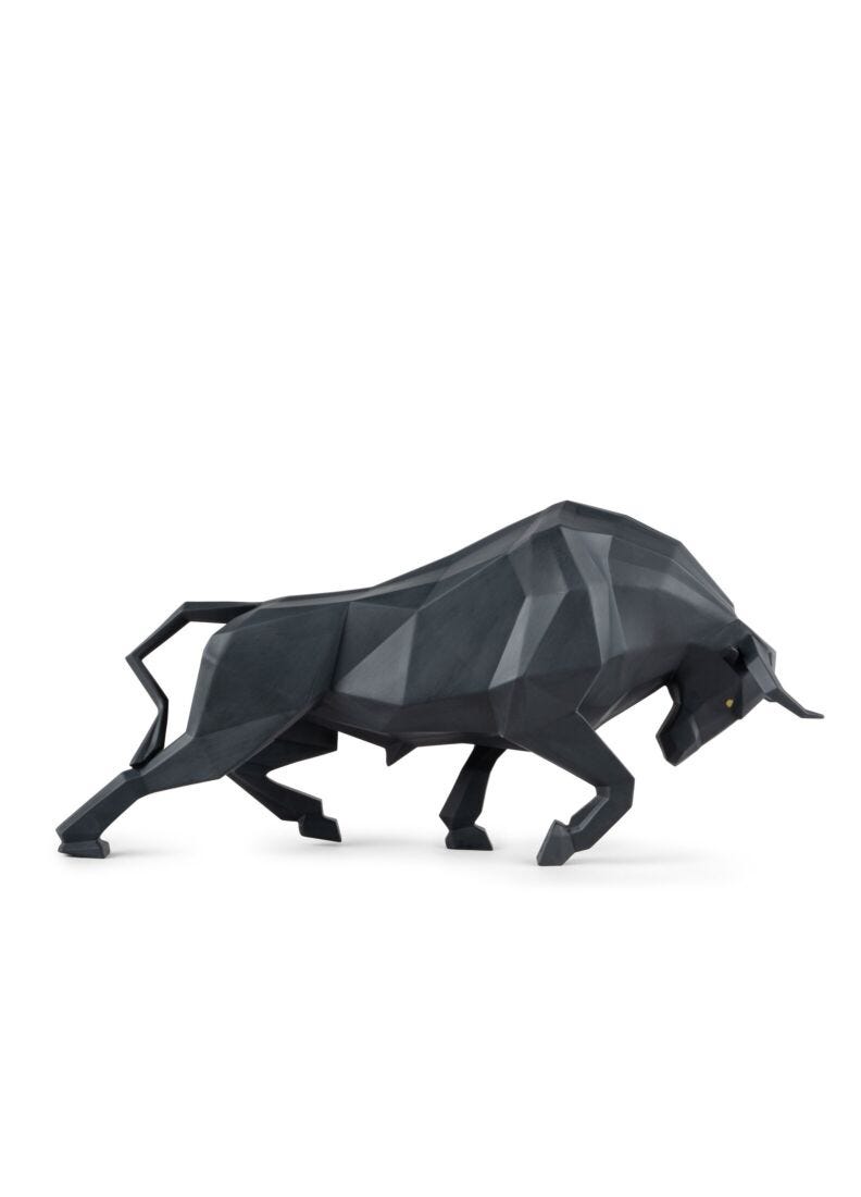Bull Sculpture. Black matte in Lladró