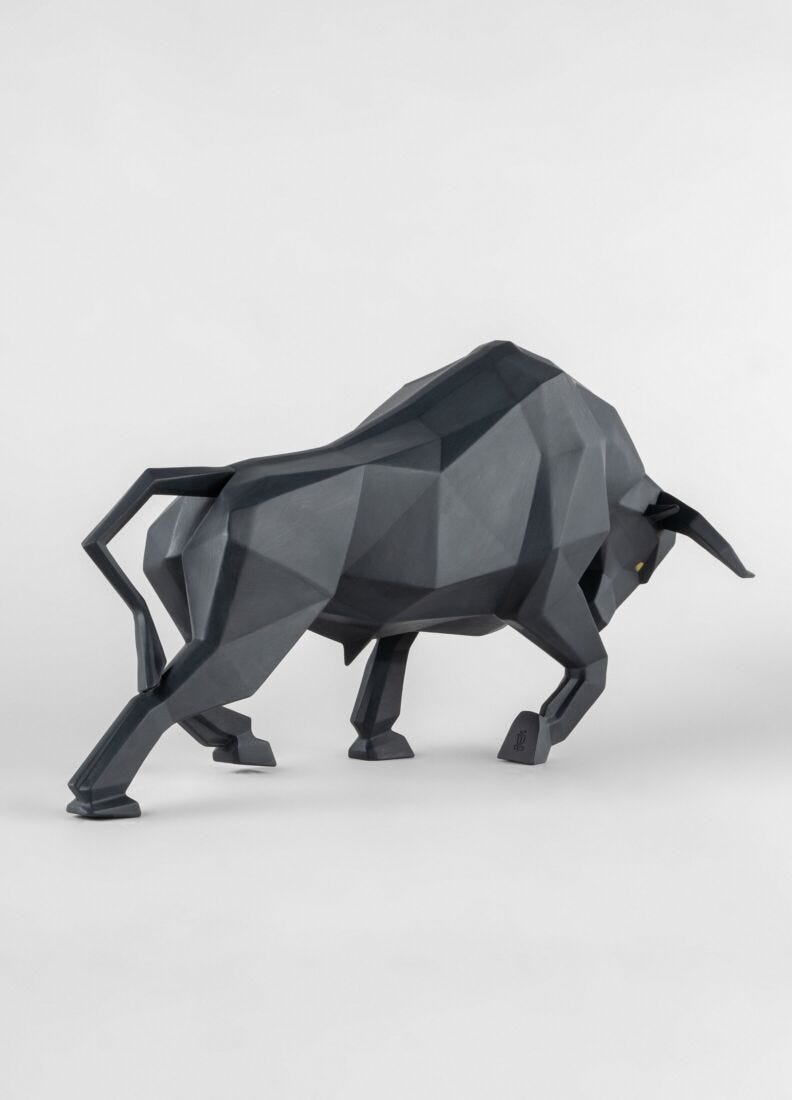 Bull Sculpture. Black matte in Lladró