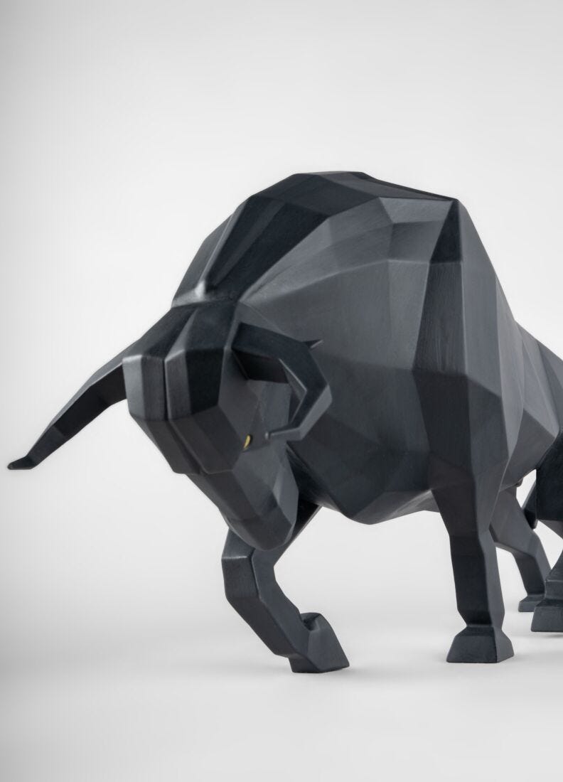 Bull Sculpture. Black matte in Lladró