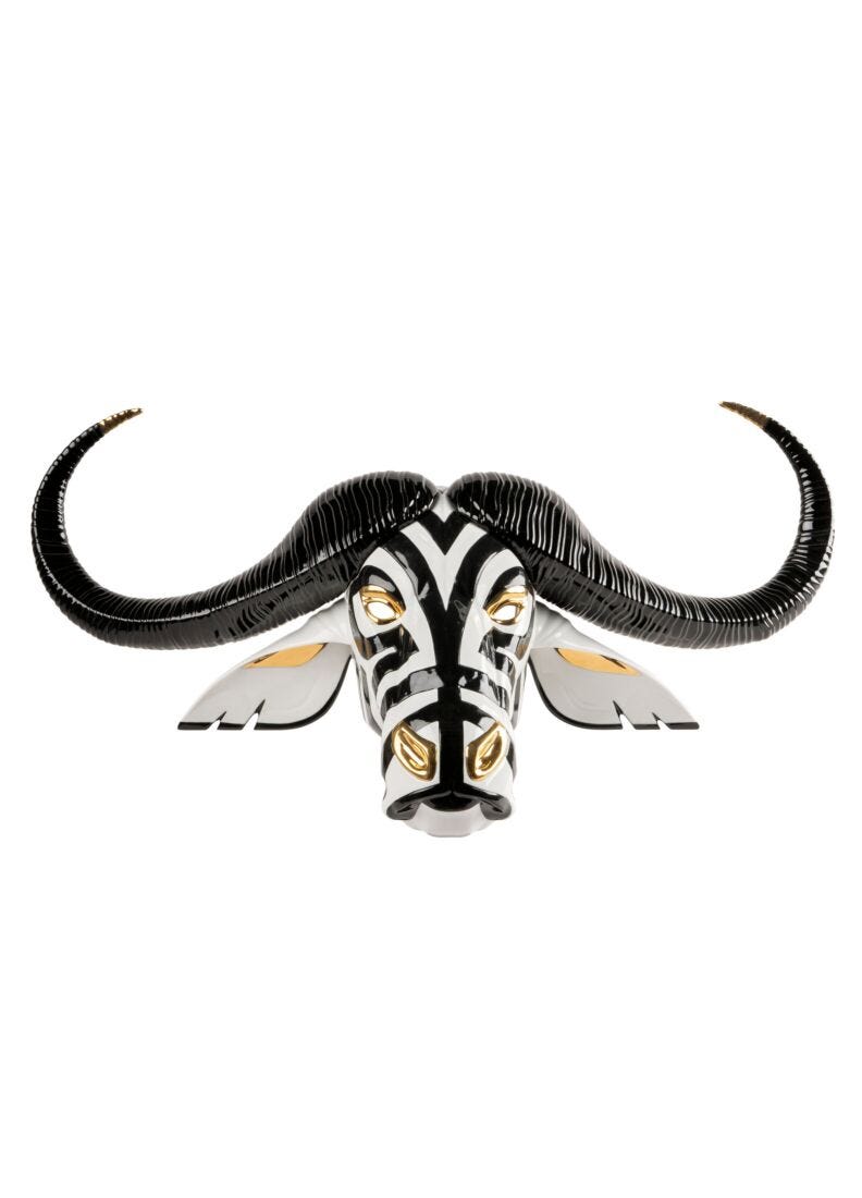Scultura Maschera bufalo (nero-oro) in Lladró