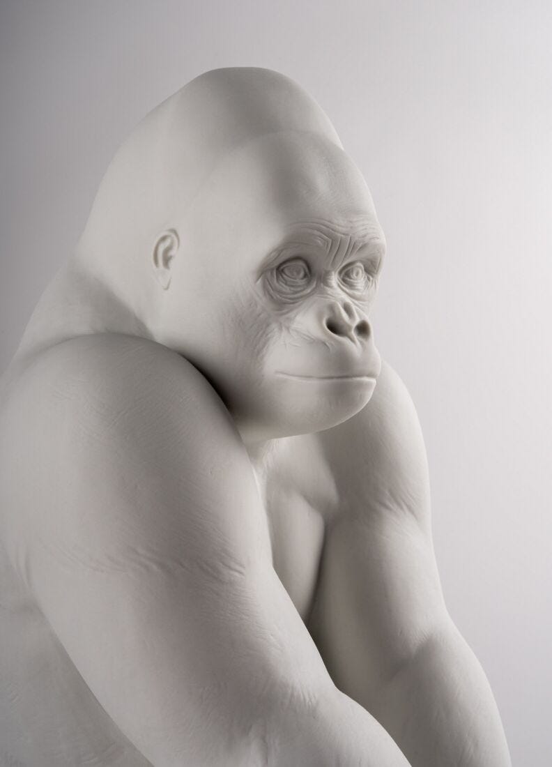 Gorilla Garden Figurine. Matte White-h. Plant the Future in Lladró