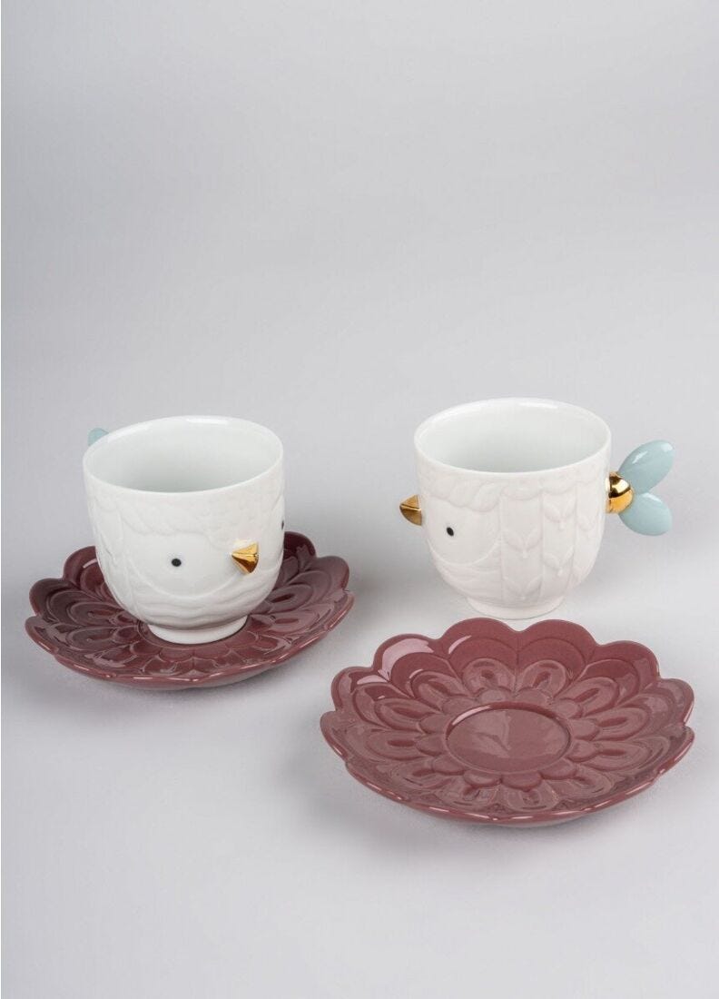Set of 2 cups and saucers Kawki in Lladró