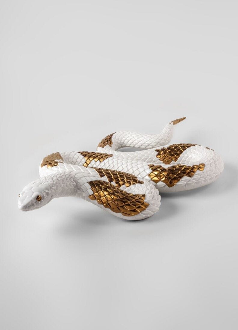Escultura Serpiente. Blanco - cobre en Lladró