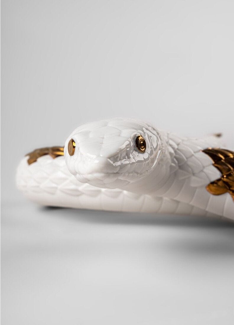 Escultura Serpiente. Blanco - cobre en Lladró