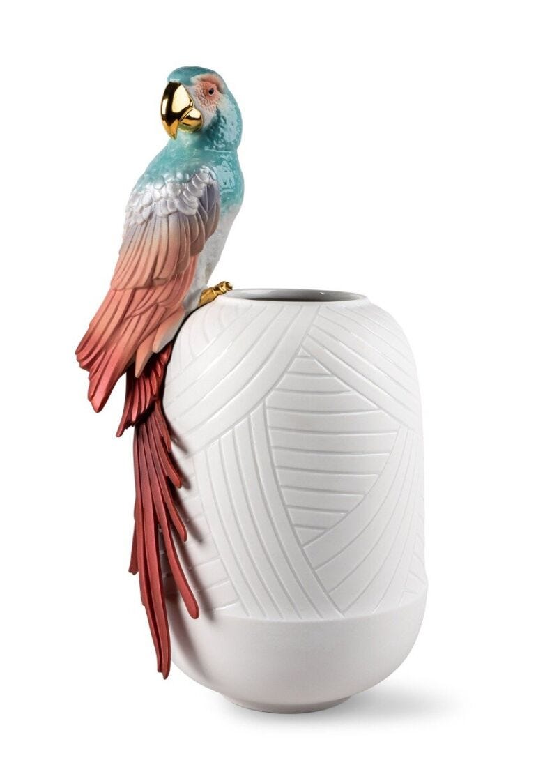 Macaw bird vase. Red in Lladró