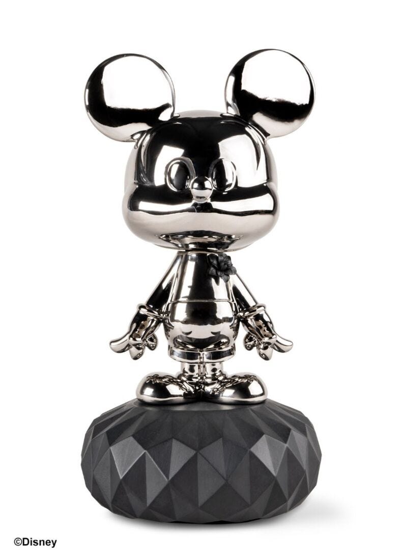 Mickey Mouse Platinum Sculpture in Lladró