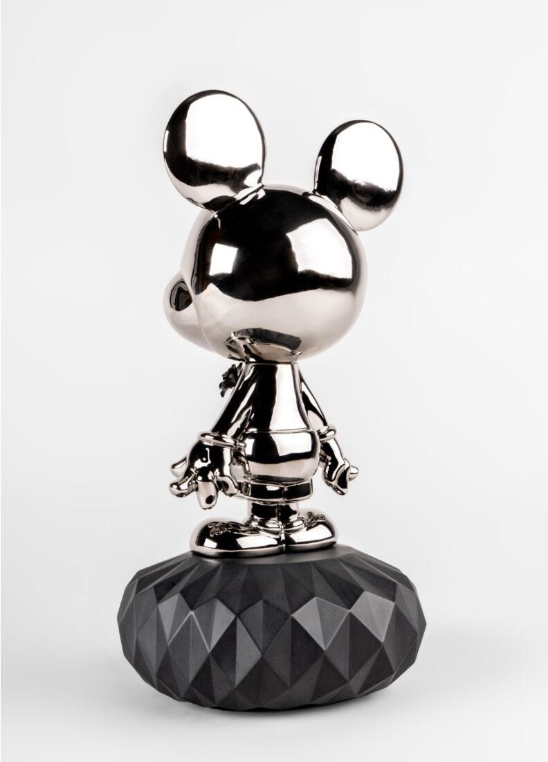 Mickey Mouse Platinum Sculpture in Lladró