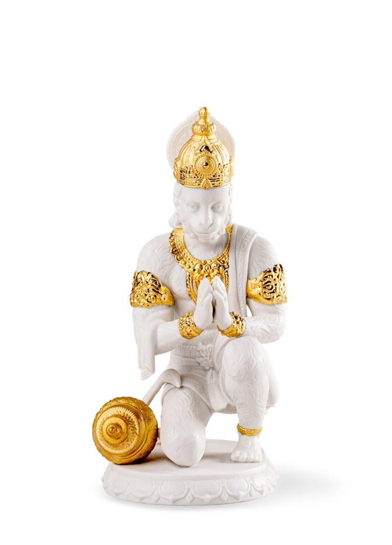 Hanuman Sculpture. Golden Luster in Lladró