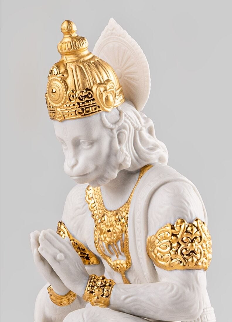 Hanuman Sculpture. Golden Luster, 4 of 7