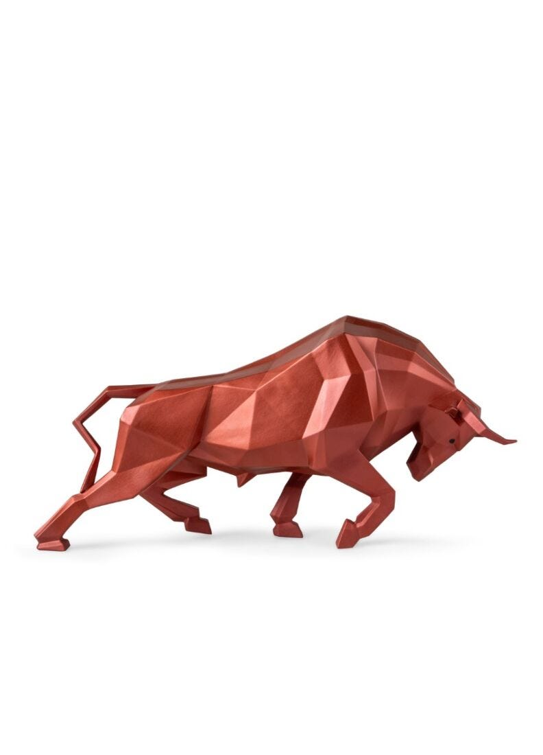 Scultura Toro. Rosso metallizzato in Lladró