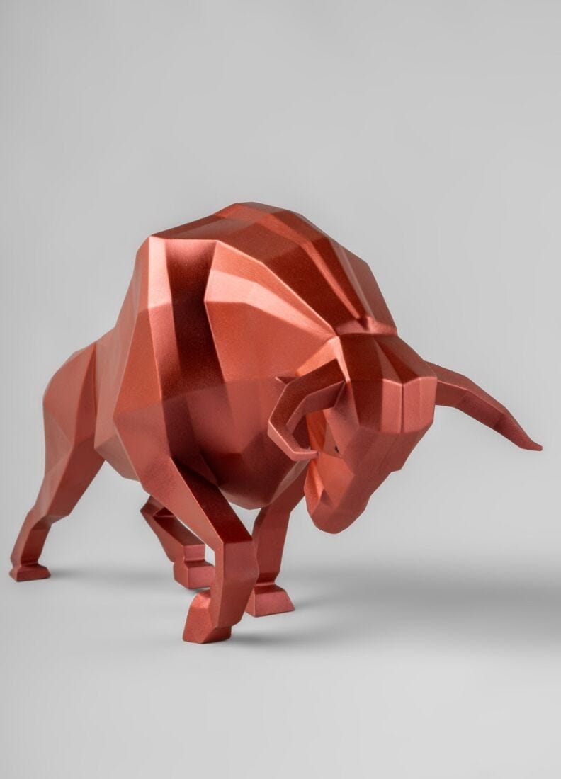 Bull Sculpture. Metallic red in Lladró
