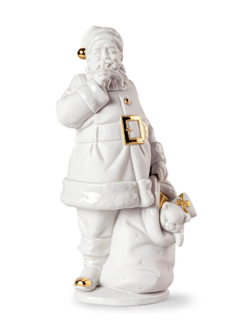 Scultura E' arrivato Babbo Natale. Bianco-oro in Lladró