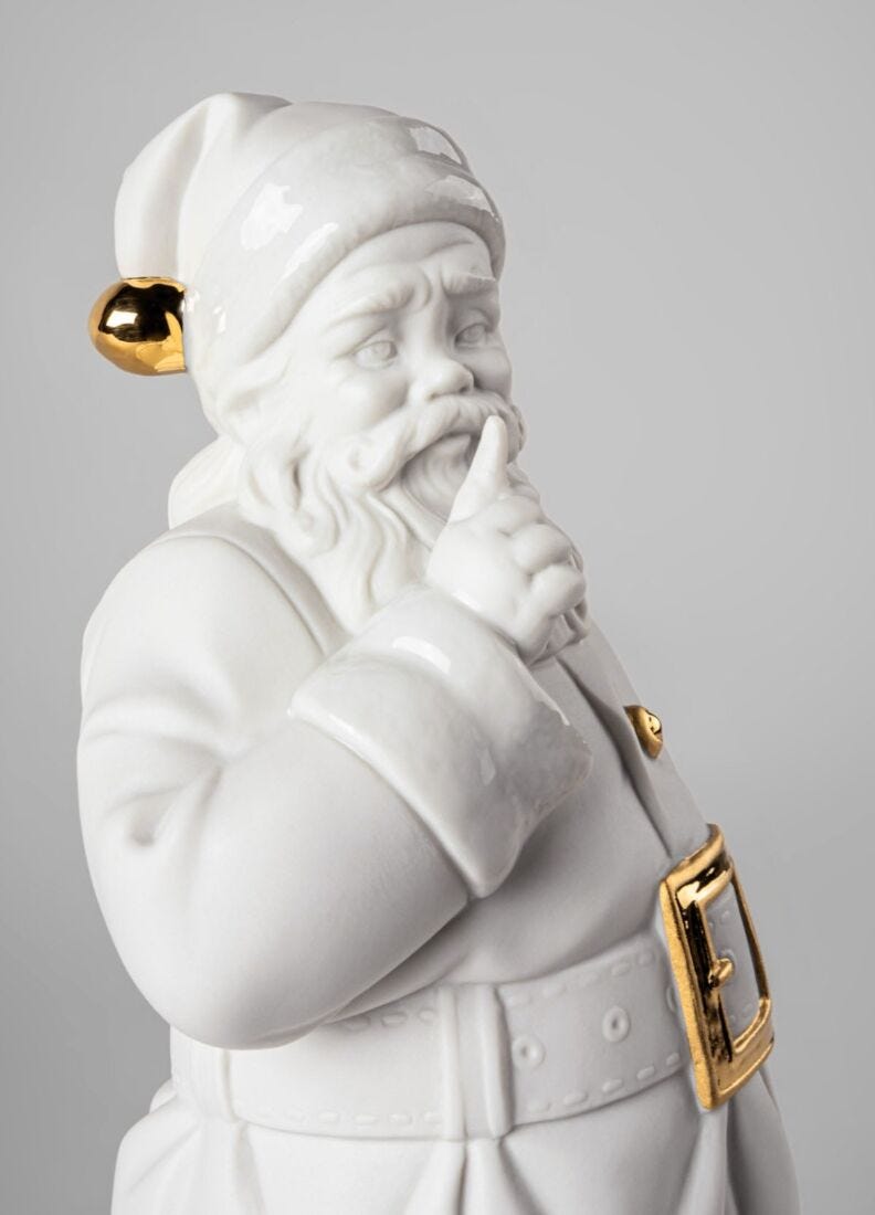 Scultura E' arrivato Babbo Natale. Bianco-oro in Lladró