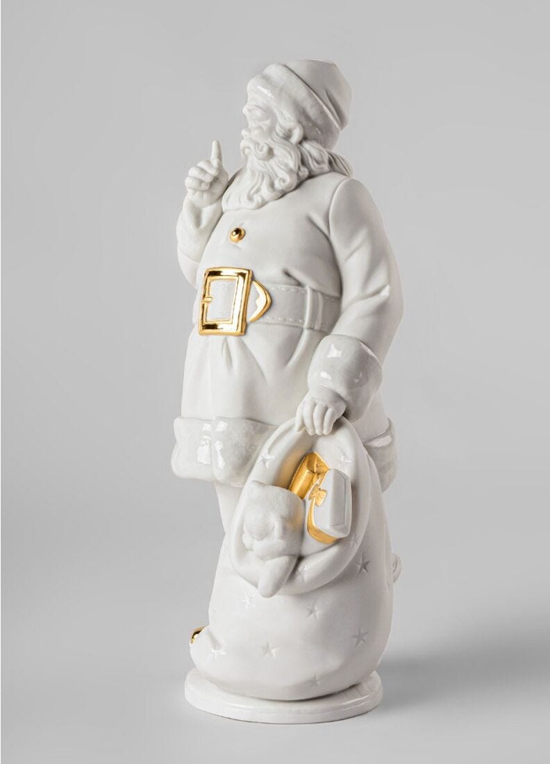 Scultura E' arrivato Babbo Natale. Bianco-oro in Lladró